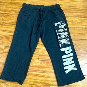 Pink palm tree print boyfriend pants